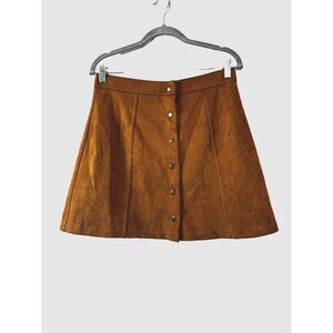Persun Womens M Brown Tan Faux Suede Y2K Mini Skirt Western Rodeo Boho Cowgirl